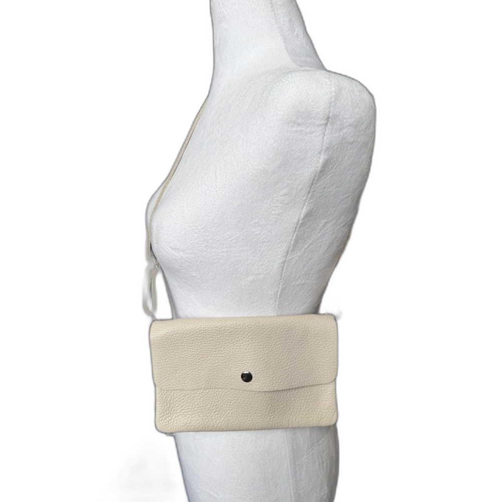 Itaian Leather Shoulder Bag Purse Clutch w/ 2 Pockets Removable Strap
